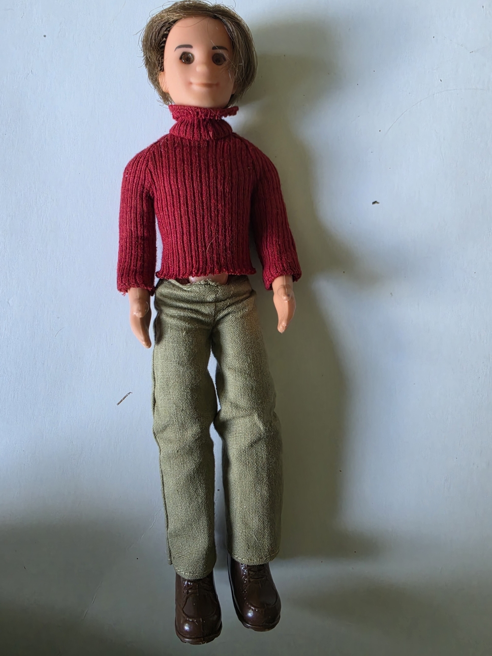 vintage Mattel Sunshine Family Dad "Steve" doll from 1973, wearing a red ribbed